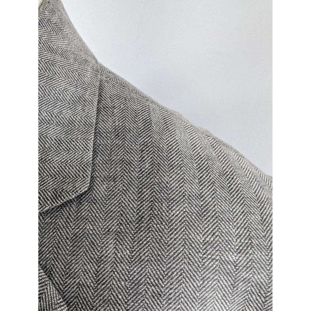 Stafford‎ Mens Gray HERRINGBONE Cotton Linen Sport Coat Blazer Jacket SIZE 46R